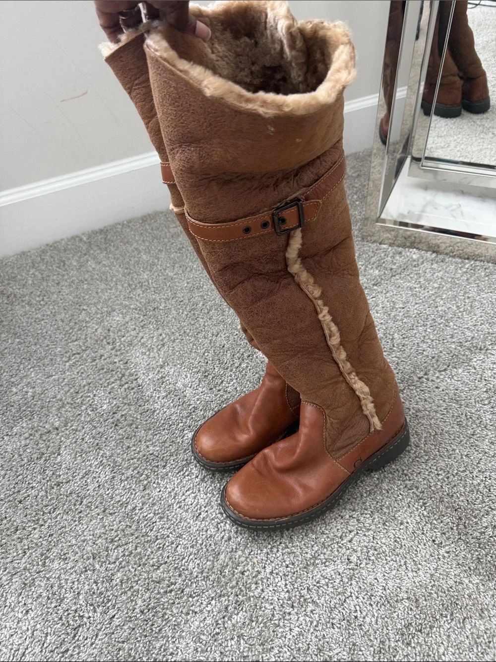 Born Tall Shearling-Trim Boots - Brown - Picture 6 of 9